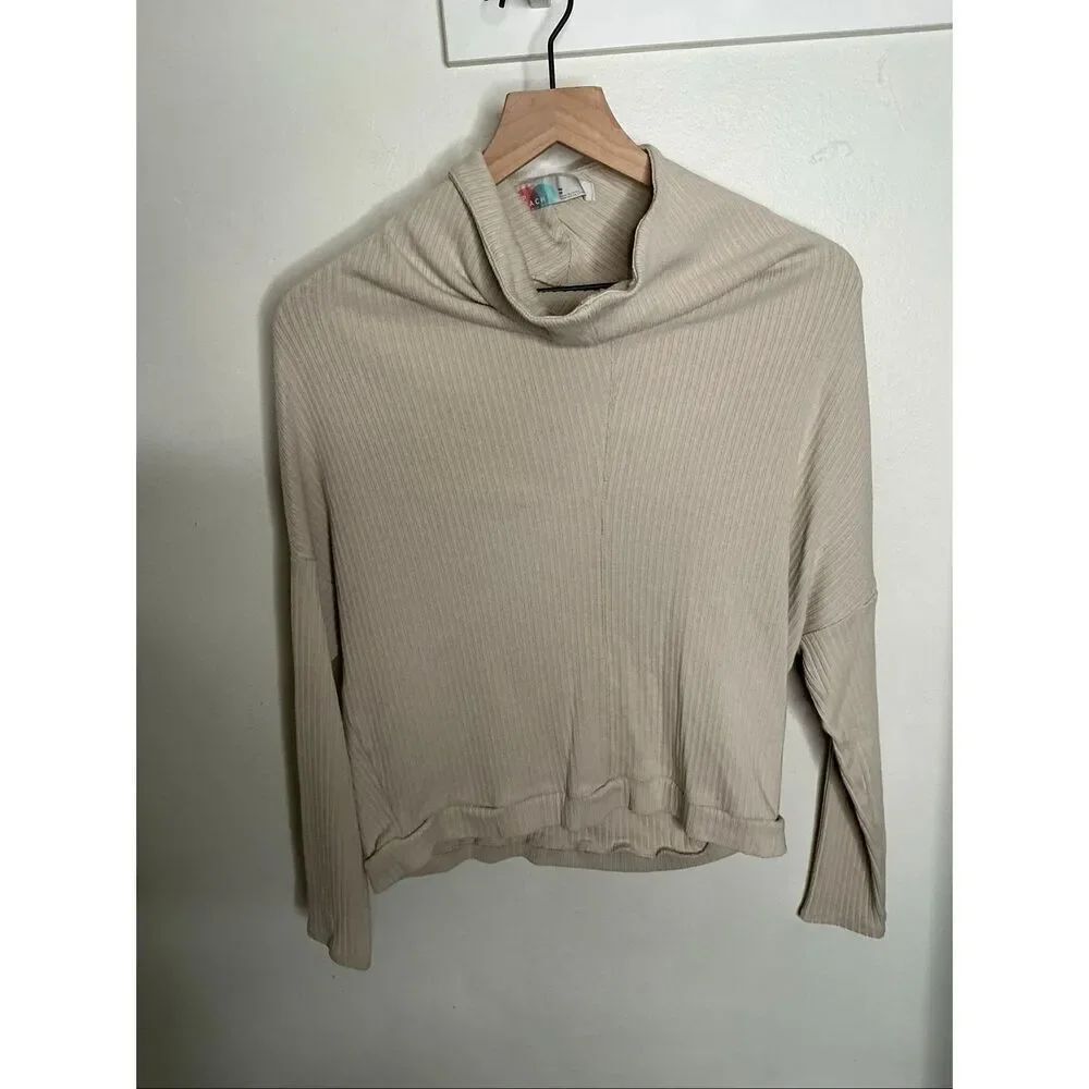 Free People Beach Mock Neck Shirt | Tan in XS